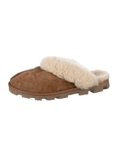 Pre-owned Ugg Suede Slides In Brown