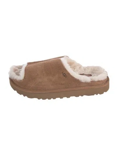 Pre-owned Ugg Suede Slides In Brown