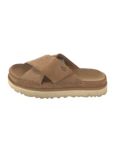 Pre-owned Ugg Suede Slides In Brown