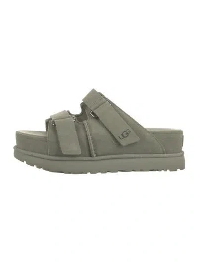 Pre-owned Ugg Suede Slides In Green