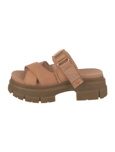 Pre-owned Ugg Suede Slides In Neutral