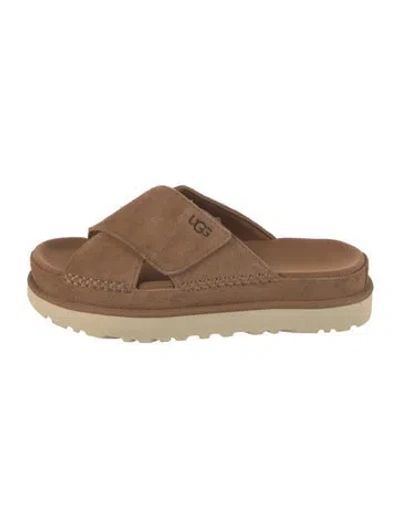 Pre-owned Ugg Suede Slides In Neutral