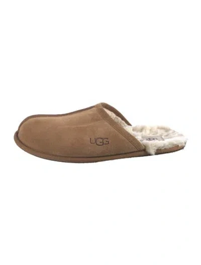 Pre-owned Ugg Suede Slides In Neutral