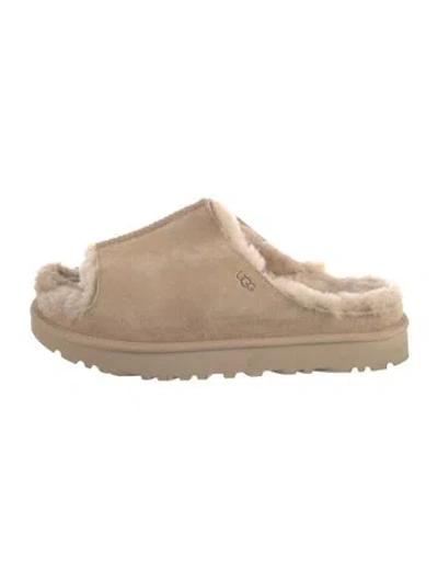 Pre-owned Ugg Suede Slides In Neutral