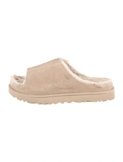 Pre-owned Ugg Suede Slides In Neutral