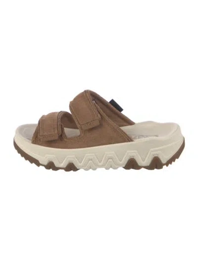 Pre-owned Ugg Suede Slides In Neutrals