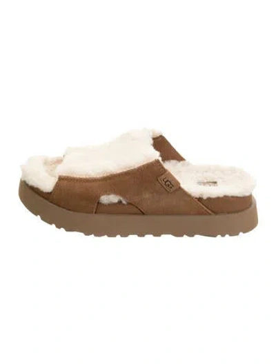 Pre-owned Ugg Suede Slides In Neutrals