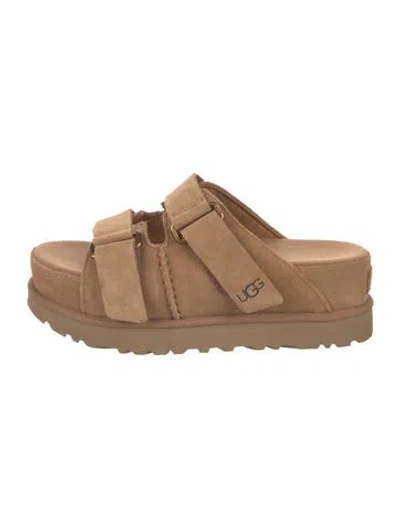 Pre-owned Ugg Suede Slides In Neutrals