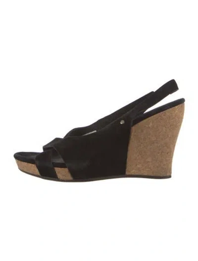 Pre-owned Ugg Suede Slingback Sandals In Black