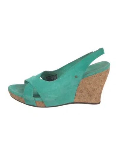 Pre-owned Ugg Suede Slingback Sandals In Green