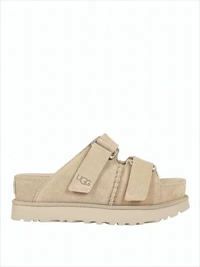 UGG SUEDE SLIP-ON MULES WITH ADJUSTABLE STRAPS