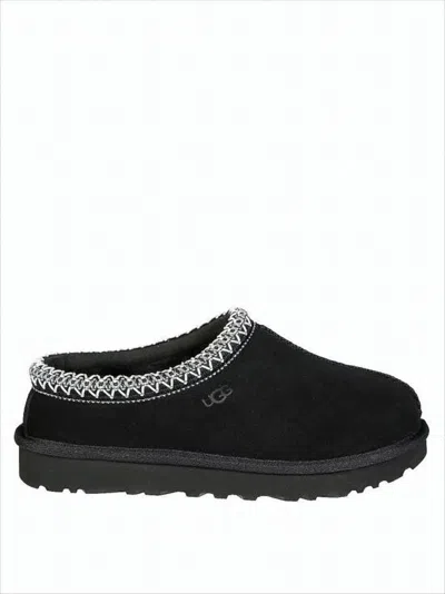 UGG SUEDE SLIP-ON MULES WITH DECORATIVE ZIGZAG STITCH DETAIL