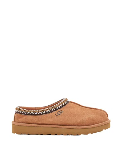 Ugg Suede Slip-on Shoes With Braided Collar And Sheepskin Lining In Brown