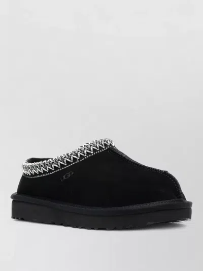 Ugg Suede Slippers Braided And Embroidered Trims In Black