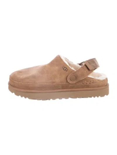 Pre-owned Ugg Suede Slippers In Brown