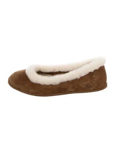 Pre-owned Ugg Suede Slippers In Brown