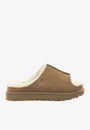 Ugg Suede Slippers With Embossed-logo In Brown