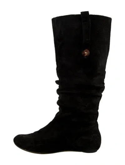 Pre-owned Ugg Suede Slouch Boots In Black