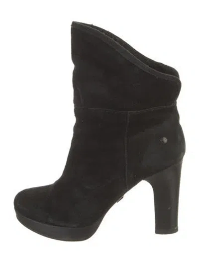 Pre-owned Ugg Suede Slouch Boots In Black