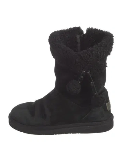 Pre-owned Ugg Suede Slouch Boots In Black