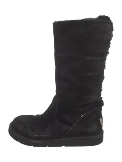 Pre-owned Ugg Suede Slouch Boots In Black