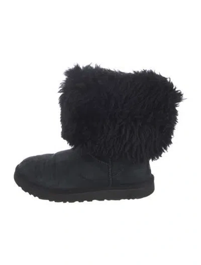 Pre-owned Ugg Suede Slouch Boots In Black