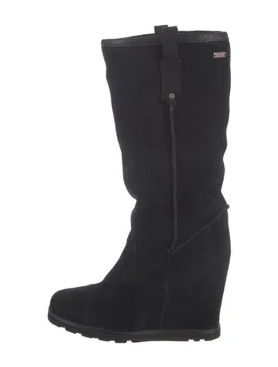 Pre-owned Ugg Suede Slouch Boots In Black
