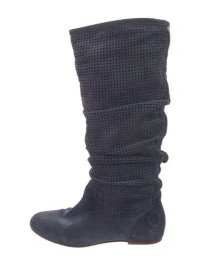 Pre-owned Ugg Suede Slouch Boots In Blue