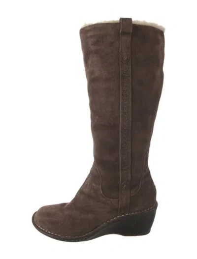 Pre-owned Ugg Suede Slouch Boots In Brown