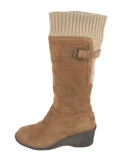 Pre-owned Ugg Suede Slouch Boots In Neutral