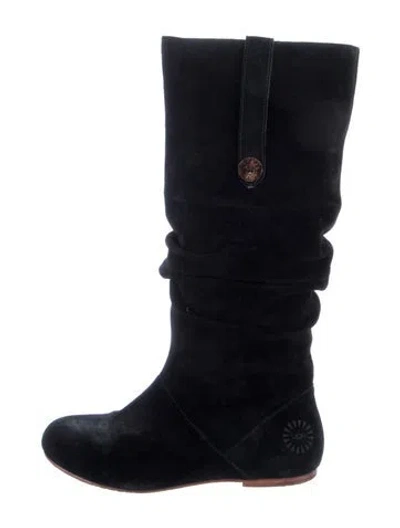 Pre-owned Ugg Suede Sock Boots In Black