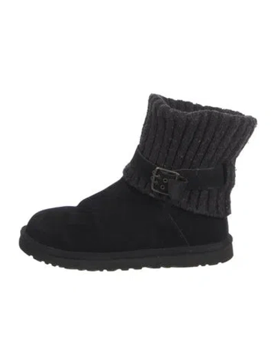 Pre-owned Ugg Suede Sock Boots In Black