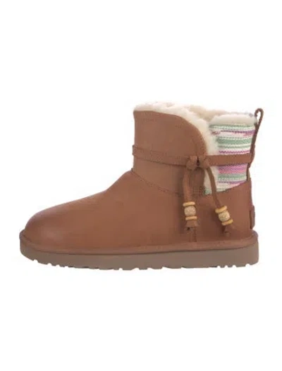 Pre-owned Ugg Suede Striped Boots In Brown