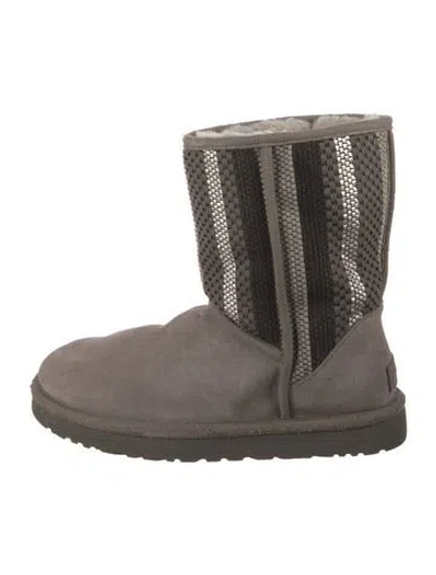 Pre-owned Ugg Suede Striped Boots In Grey