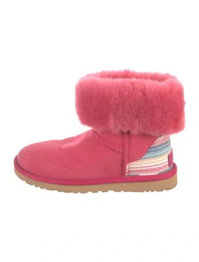 Pre-owned Ugg Suede Striped Boots In Red