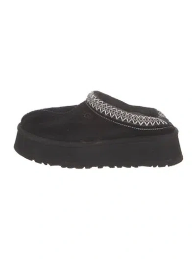 Pre-owned Ugg Suede Striped Flats In Black