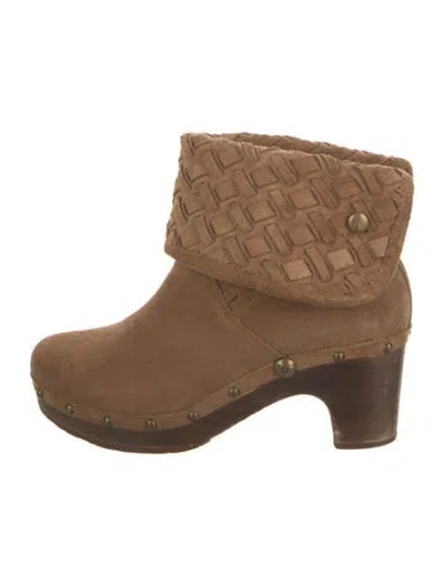 Pre-owned Ugg Suede Studded Accents Boots In Brown