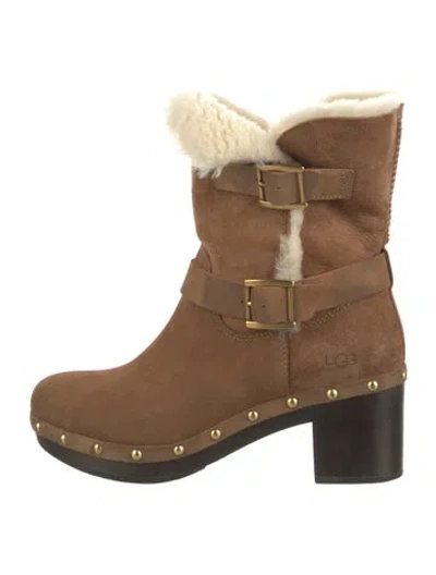 Pre-owned Ugg Suede Studded Accents Boots In Brown