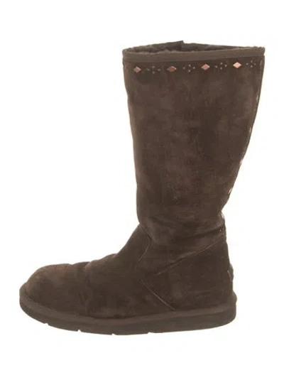 Pre-owned Ugg Suede Studded Accents Boots In Brown