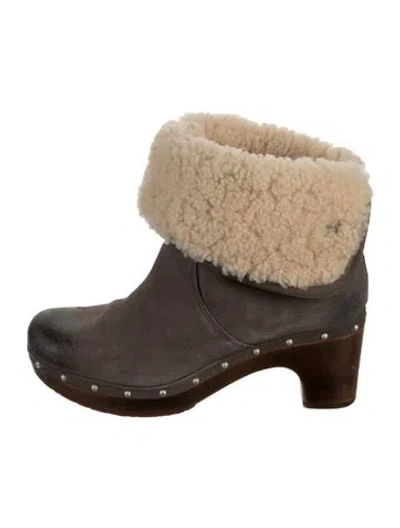 Pre-owned Ugg Suede Studded Accents Boots In Gray