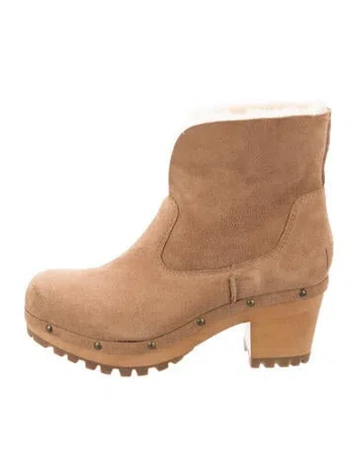 Pre-owned Ugg Suede Studded Accents Boots In Neutrals