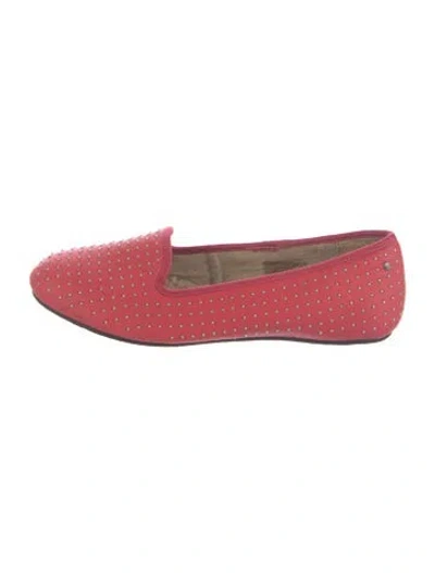 Pre-owned Ugg Suede Studded Accents Loafers In Red