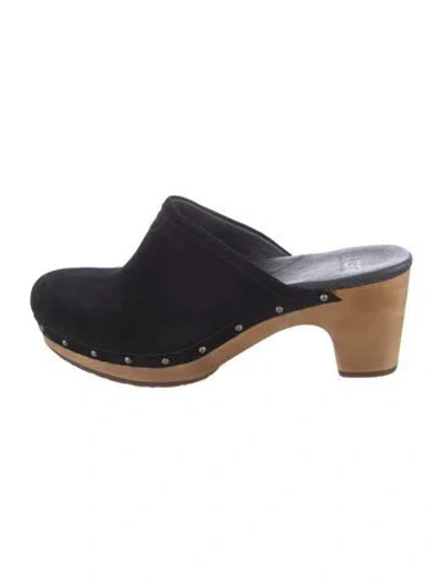 Pre-owned Ugg Suede Studded Accents Mules In Black