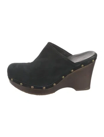 Pre-owned Ugg Suede Studded Accents Mules In Black