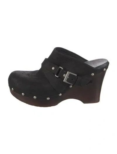 Pre-owned Ugg Suede Studded Accents Mules In Black