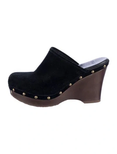Pre-owned Ugg Suede Studded Accents Mules In Blue