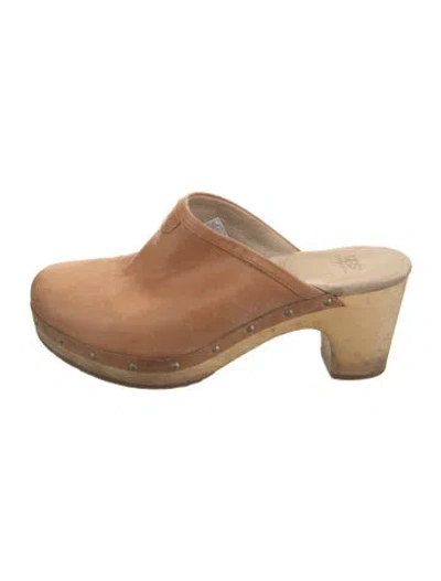 Pre-owned Ugg Suede Studded Accents Mules In Brown