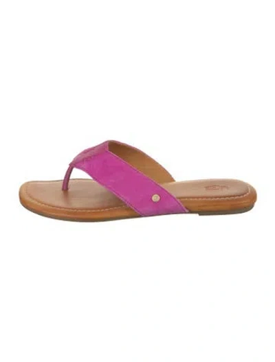Pre-owned Ugg Suede Studded Accents Slides In Pink