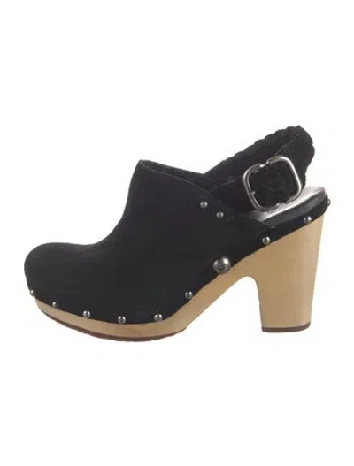 Pre-owned Ugg Suede Studded Accents Slingback Pumps In Black