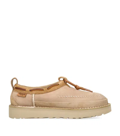 Ugg Tasman Suede Shearling Moc Slippers In Beige